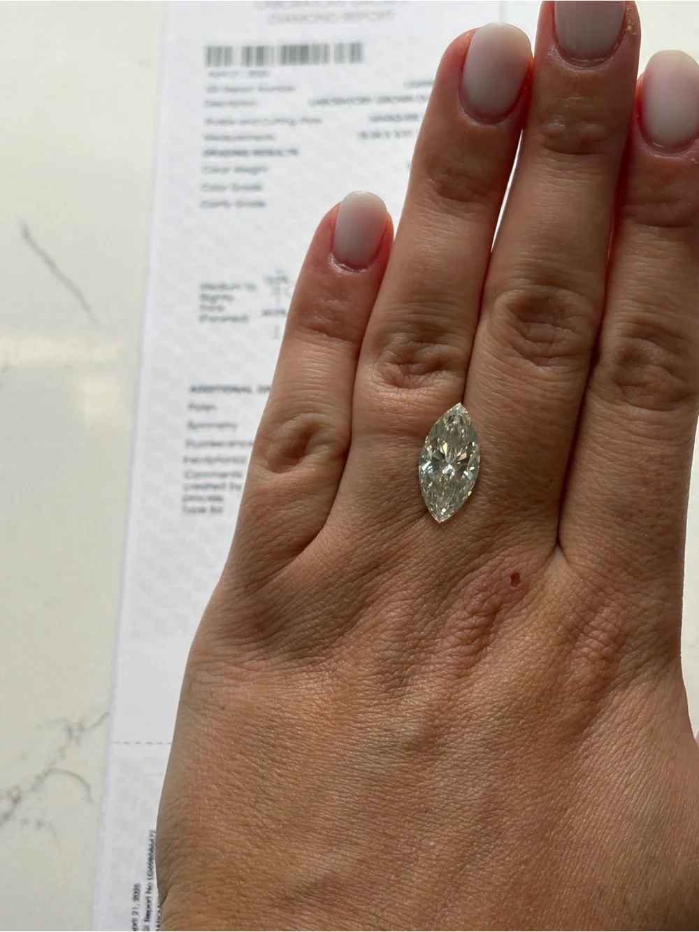 5.03 CTW IGI certified Marquise Cut Diamond Ring F VS2 Excellent/Excellent